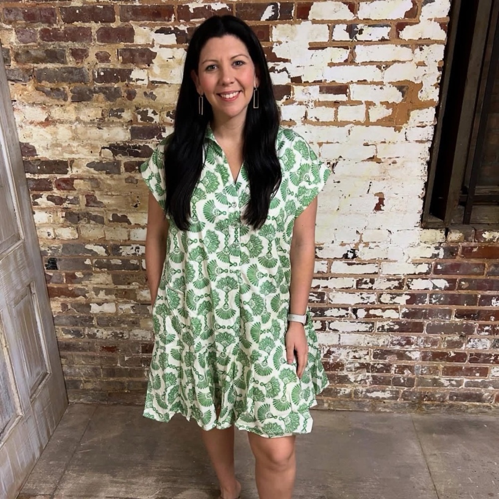 Entro Green Patterned Dress